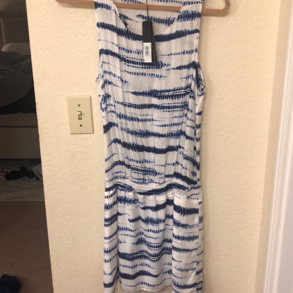 Blue and white dress